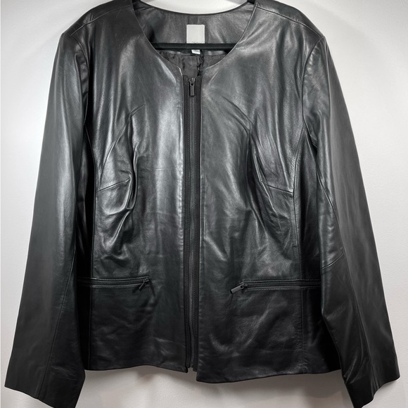NWT HALOGEN Women’s Plus Size 100% Leather Jacket Size 24W - Picture 1 of 16